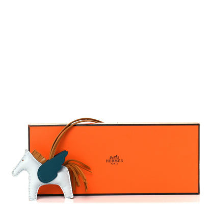 Hermes Milo Lambskin Grigri Rodeo Pegase Horse Bag Charm PM Bleu Brume Sesame Vert Bosphore 5 of 5