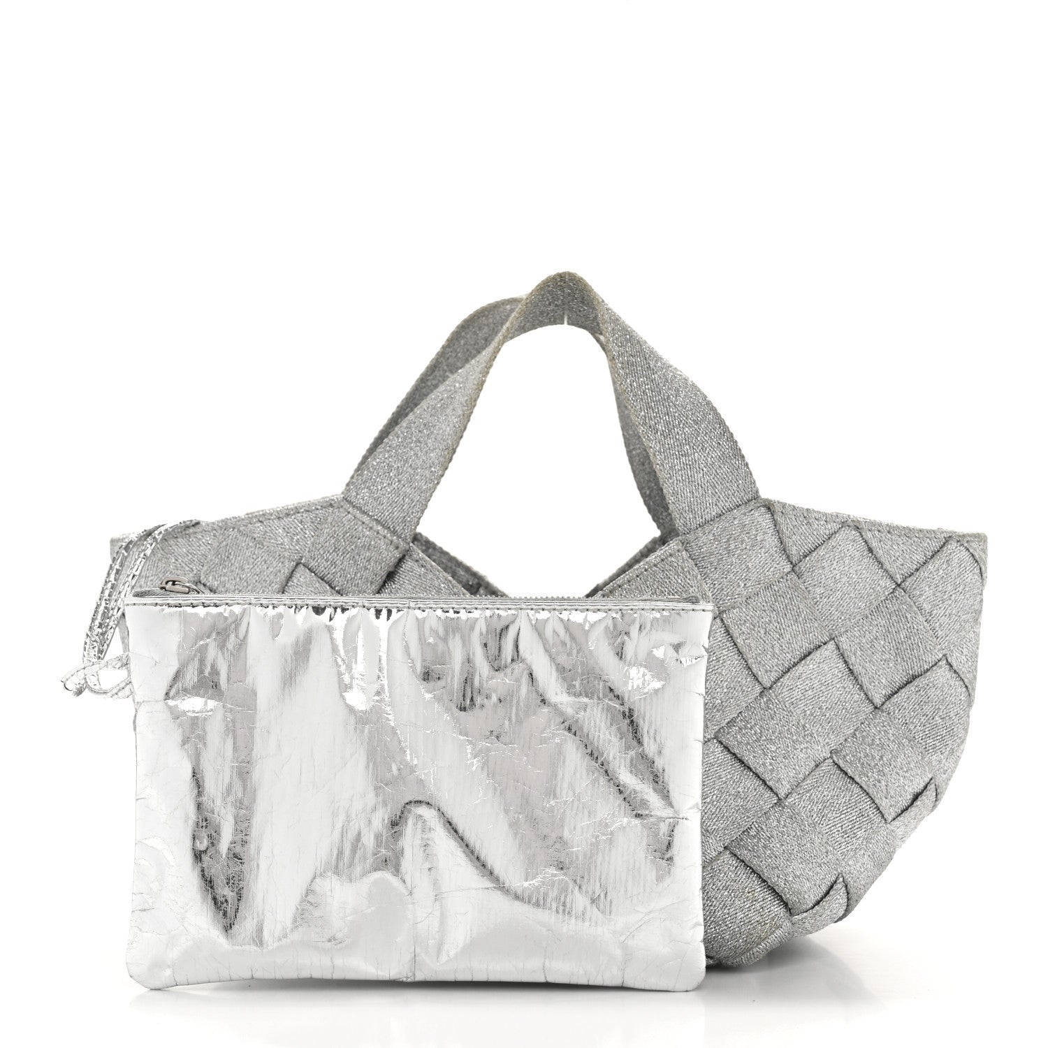 Bottega Veneta Webbing Maxi Intrecciato Mini Cassette Tote Silver 3 of 13