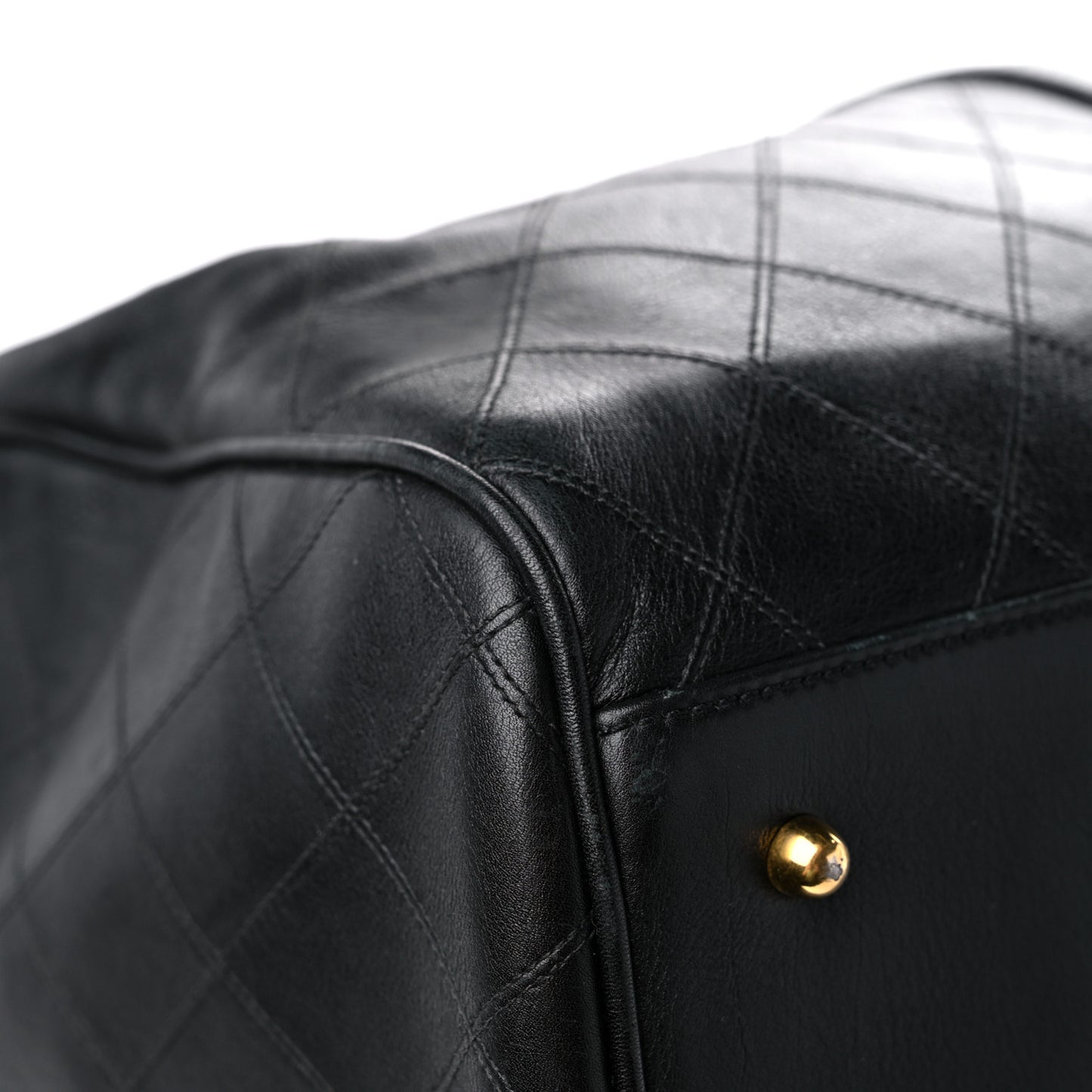 Calfskin Stitched Duffel Bag Black