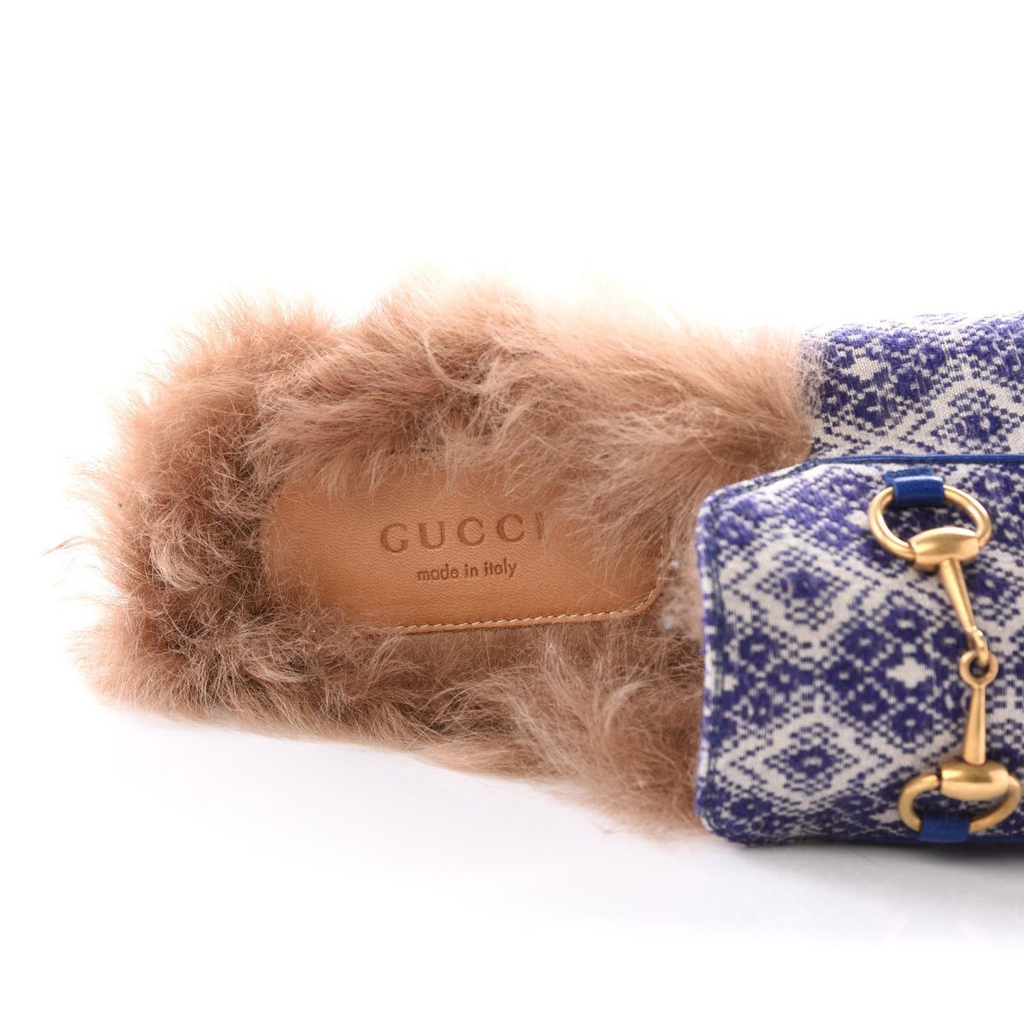 Fabric Fur Vintage Argyle Womens Princetown Slippers 39.5 Blue