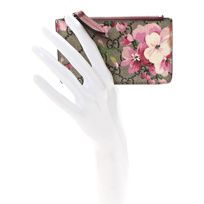 Gucci GG Supreme Monogram Blooms Key Ring Coin Case Beige Multicolor Dry Rose 3 of 14