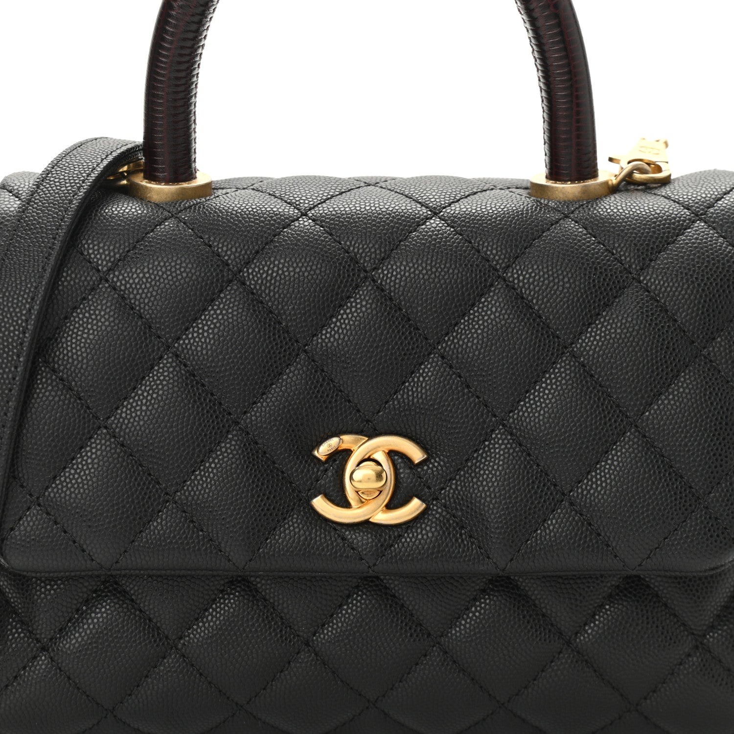 Chanel Caviar Lizard Embossed Quilted Mini Coco Handle Flap Black 15 of 20