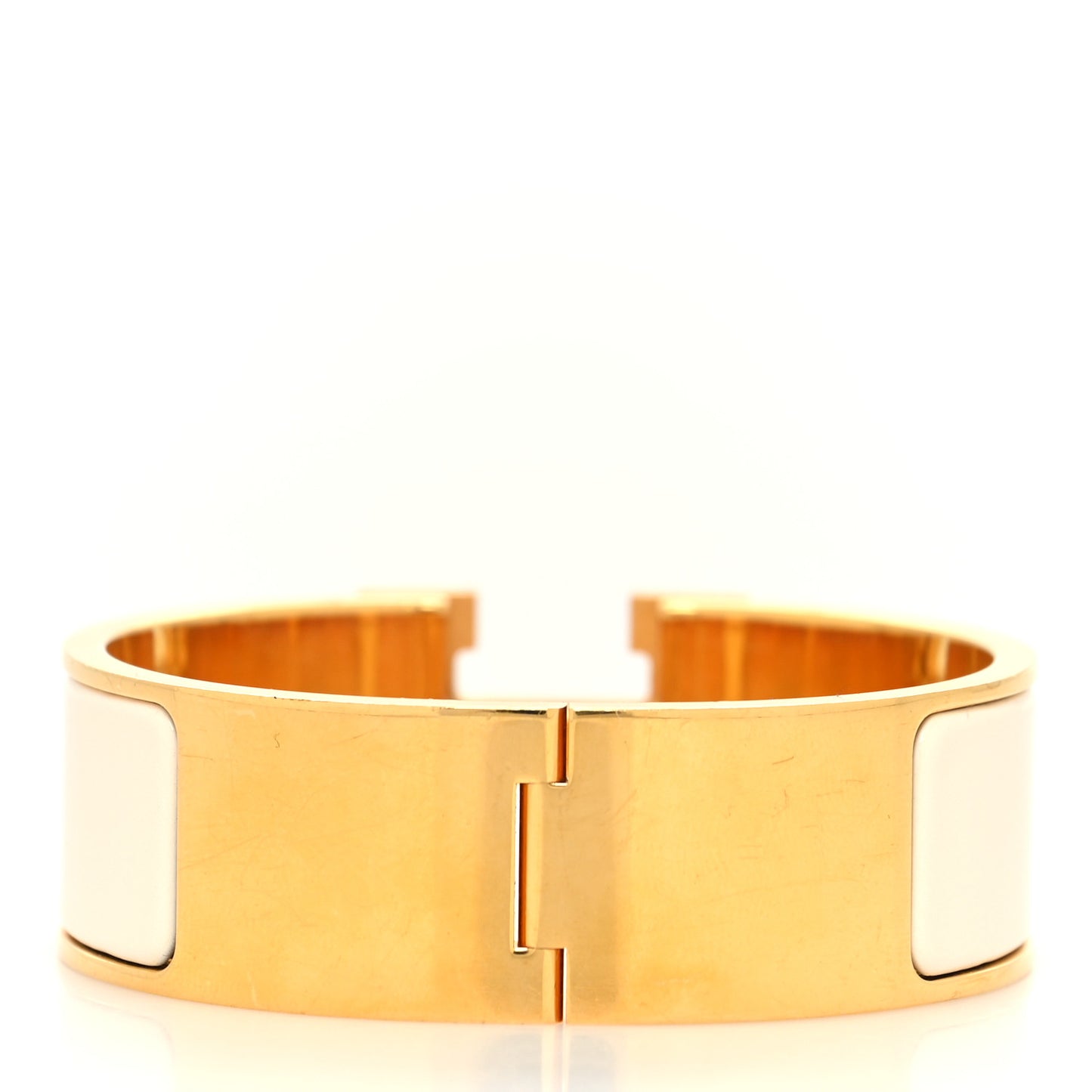 Enamel Wide Clic Clac H Bracelet GM White