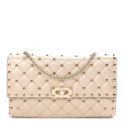 Valentino Garavani Lambskin Rockstud Spike Wallet on Chain Sand 1 of 8