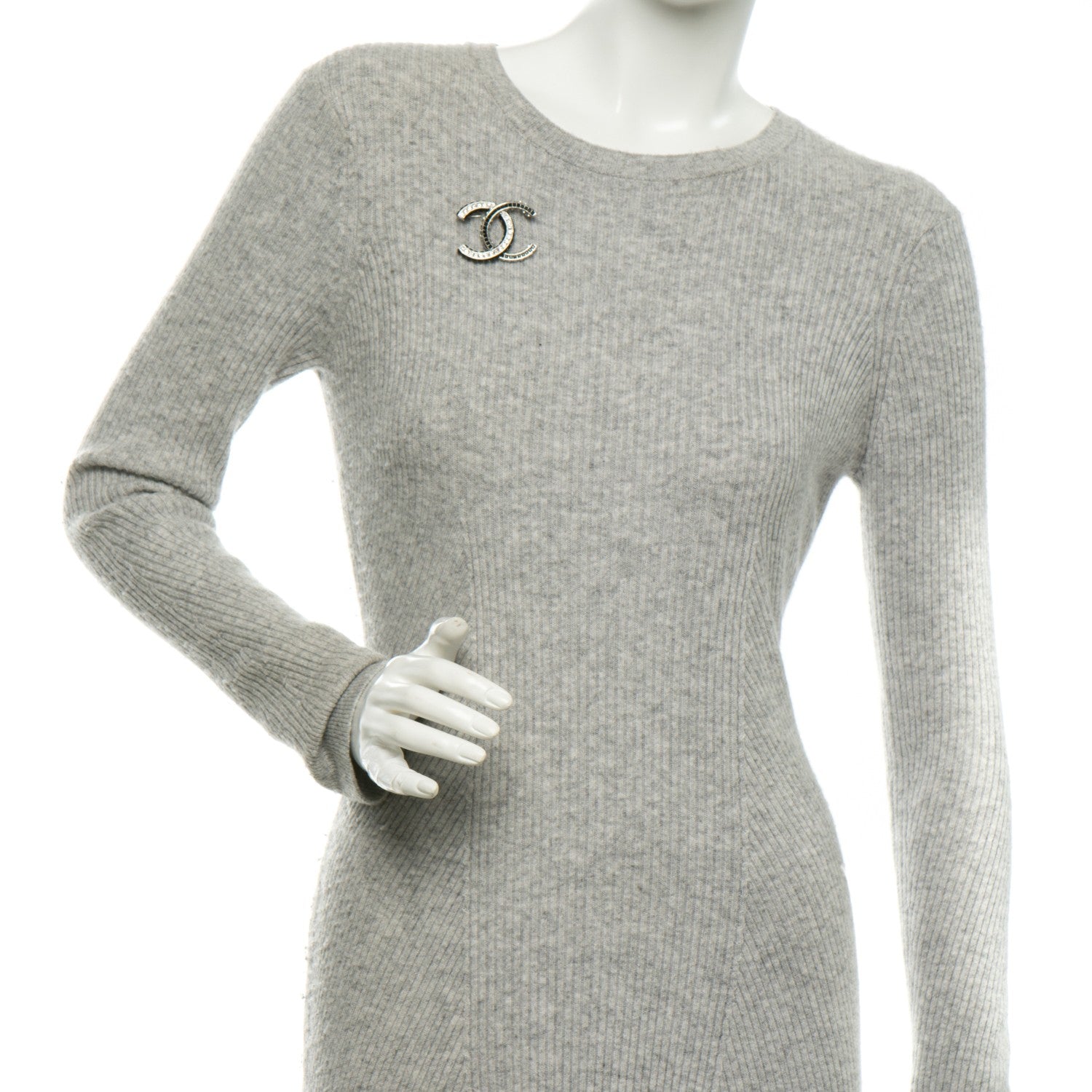 Chanel Baguette Crystal CC Brooch Silver Black 2 of 4