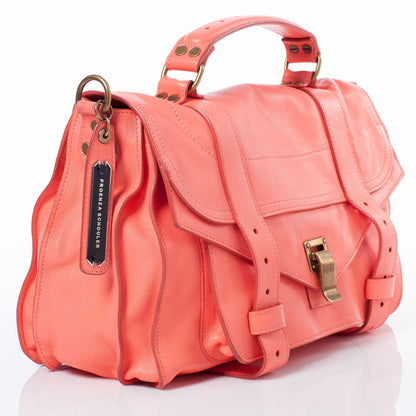 Proenza Schouler Lambskin PS1 Medium Satchel Neon Coral 3 of 11