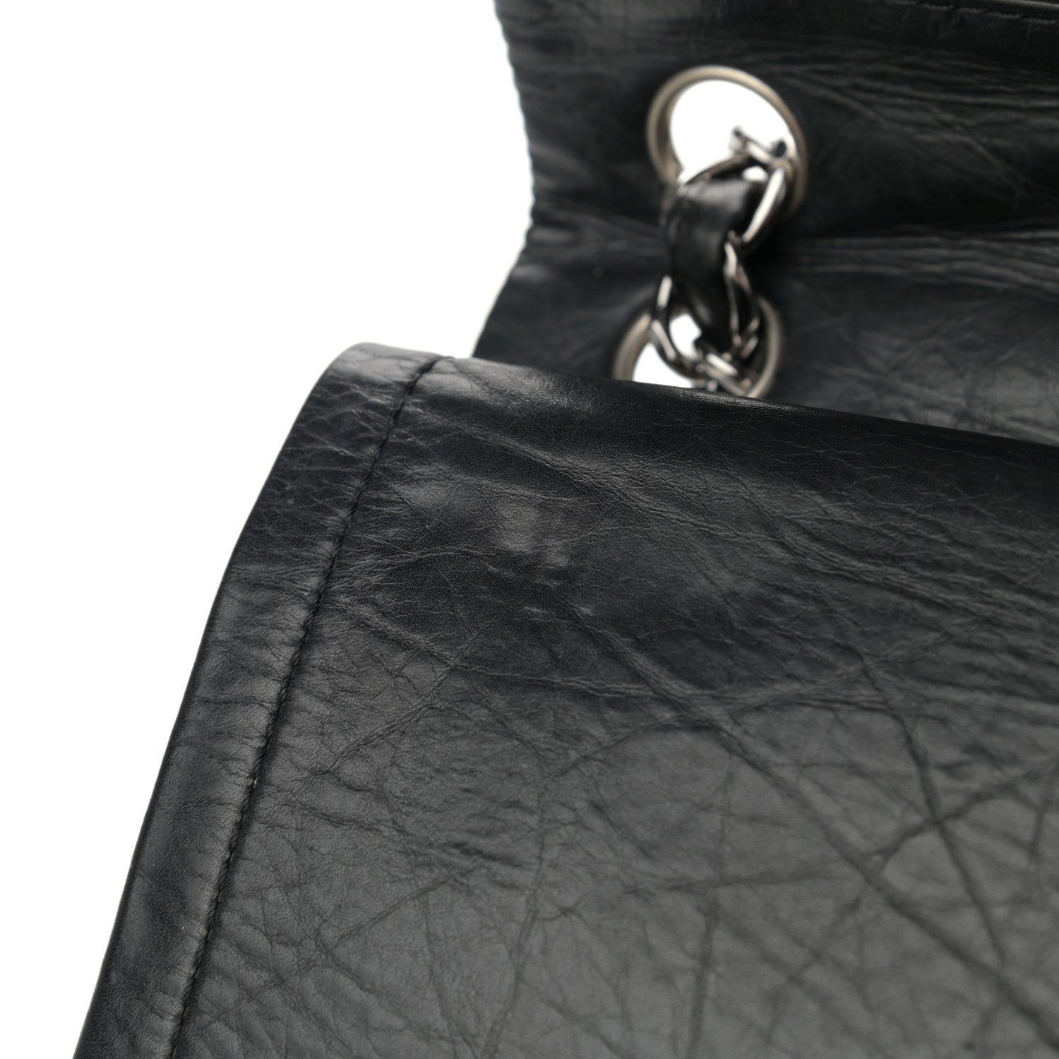 Chanel Aged Calfskin Quilted Medium Double Flap Black 11 of 12
