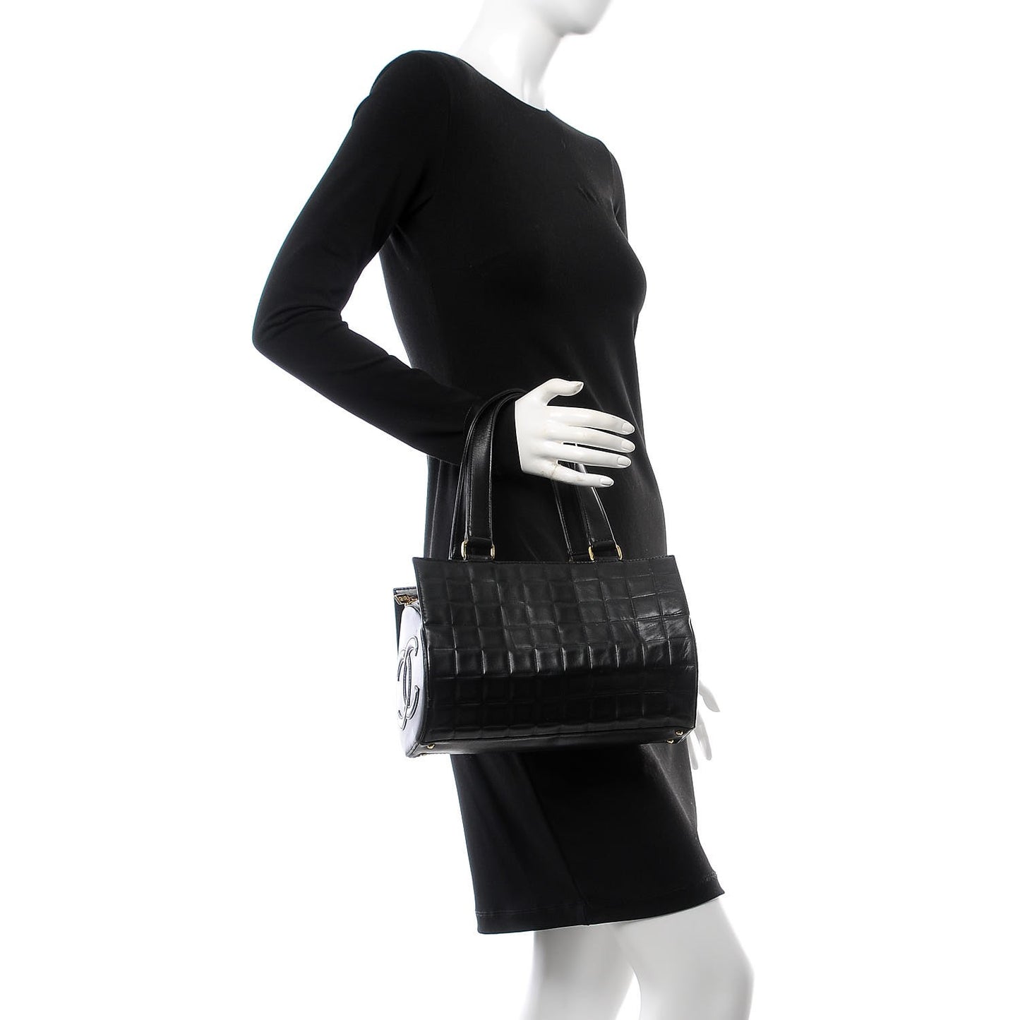 Lambskin Chocolate Bar Quilted Bag Black