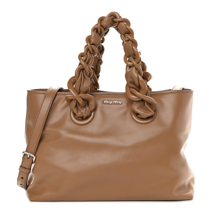 Miu Miu Soft Calf Chain Tote Caramel 1 of 9