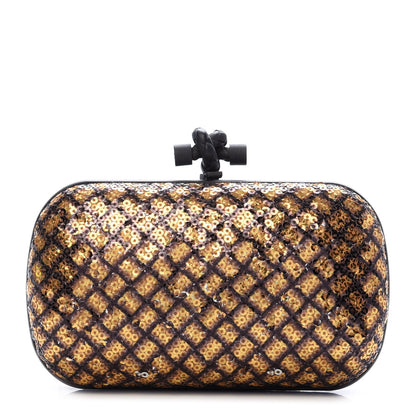 Bottega Veneta Metallic Paillettes Sequin Intrecciato Knot Clutch 1 of 6