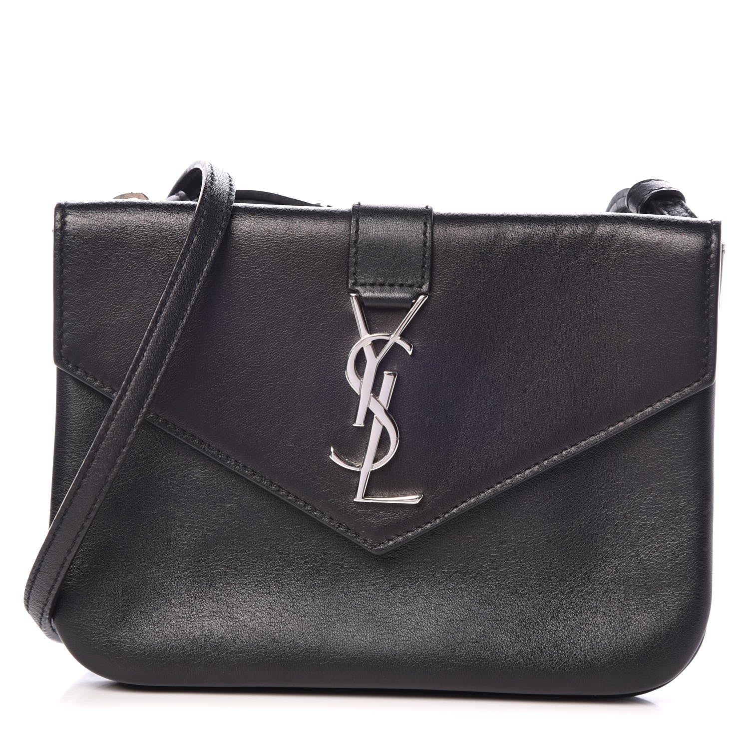 Saint Laurent Calfskin Monogram Tri Pocket Crossbody Bag Black 1 of 10