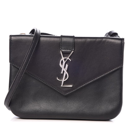 Saint Laurent Calfskin Monogram Tri Pocket Crossbody Bag Black 1 of 10
