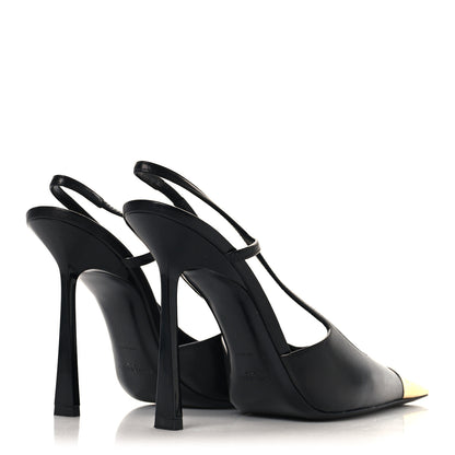 Saint Laurent Smooth Calfskin Jeanne 110 Slingback Pumps 37 Black 5 of 10