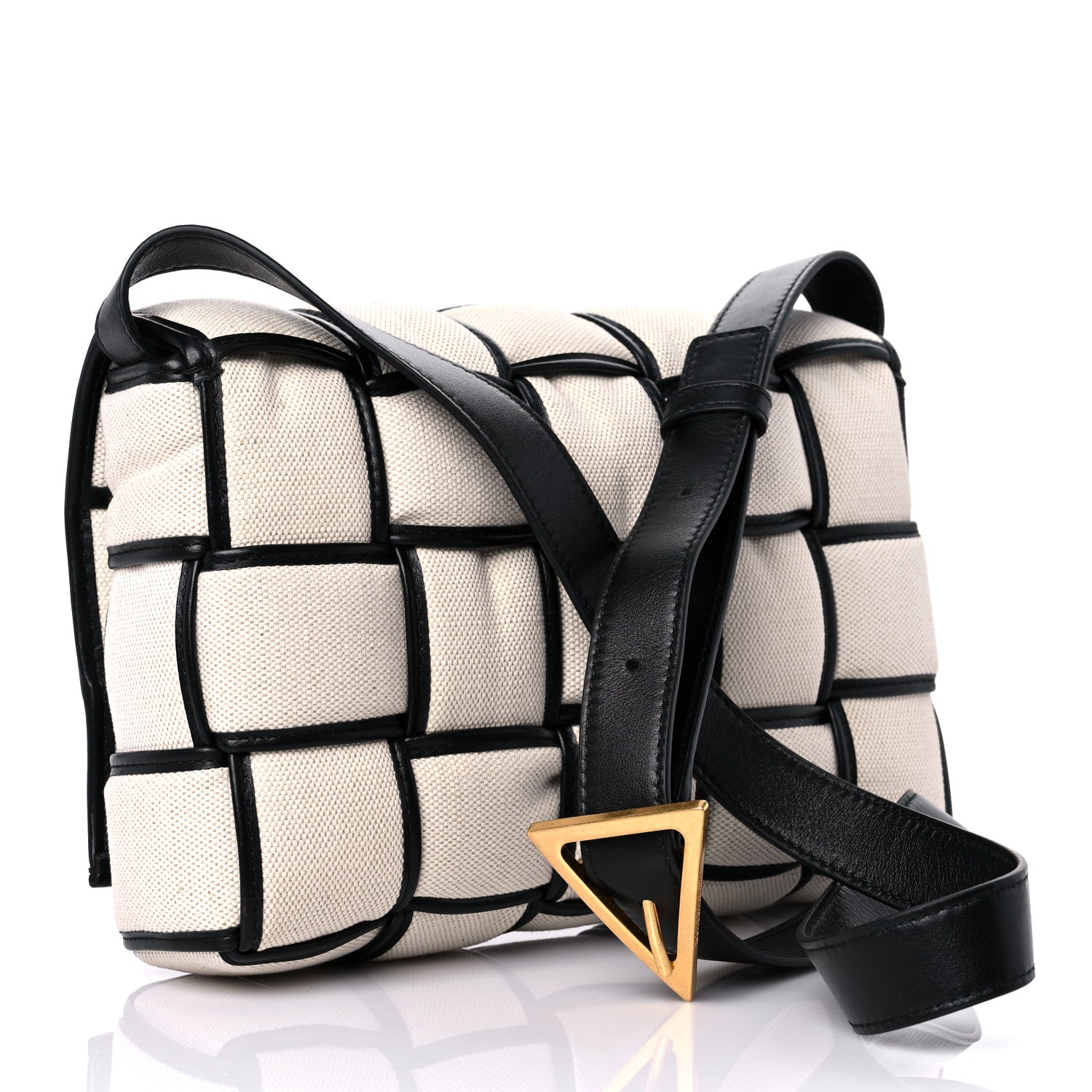 Bottega Veneta Canvas Intrecciato Padded Cassette Crossbody Bag Natural Black 2 of 7