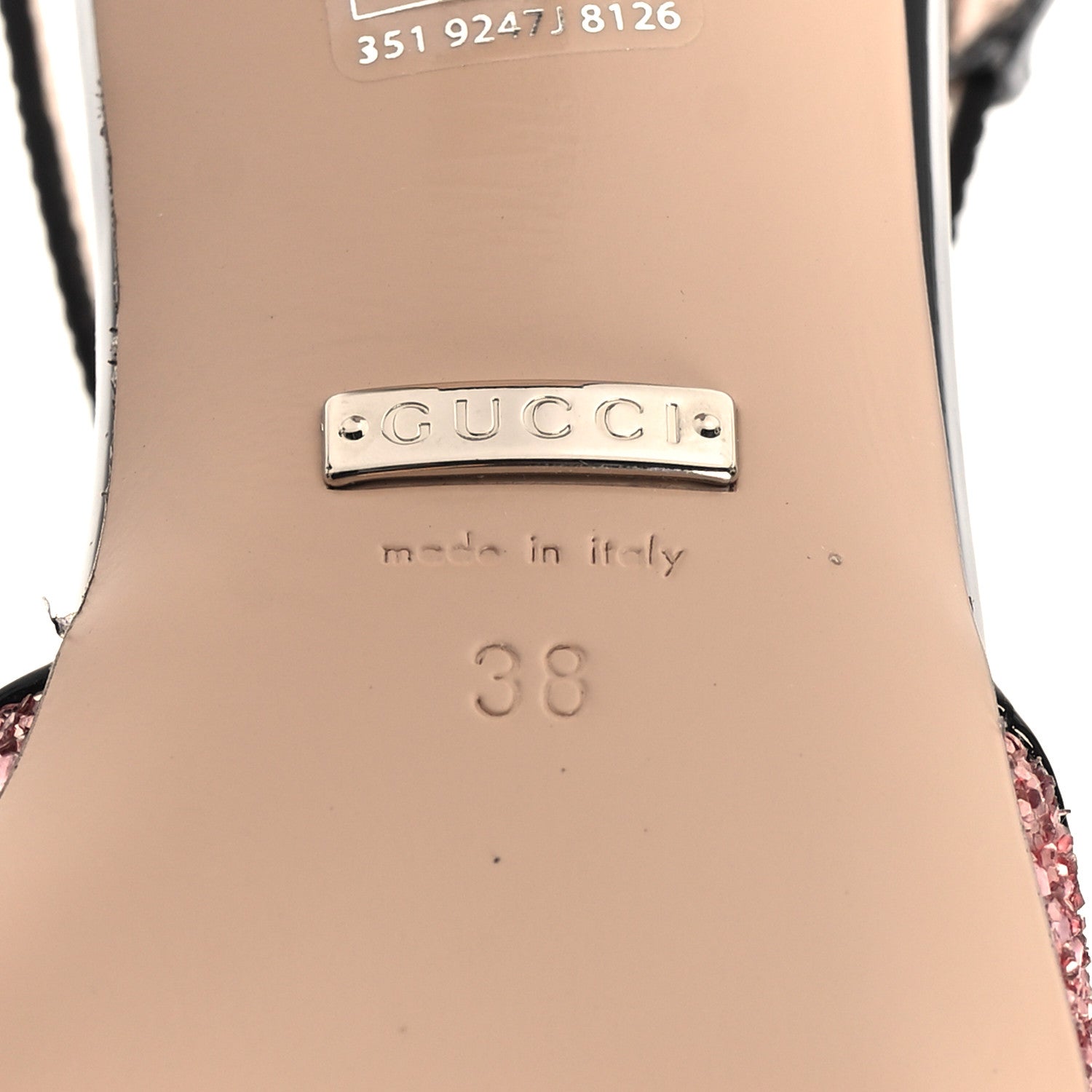Gucci Calfskin Glitter Double G 55mm Slingback Pumps 38 Black Pink Glitter 6 of 8