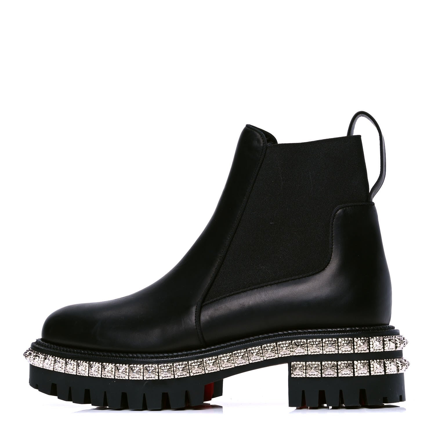 Christian Louboutin Calfskin Ingrassato Studded By The River 50 Flat Chelsea Boots 37 Black 1 of 4