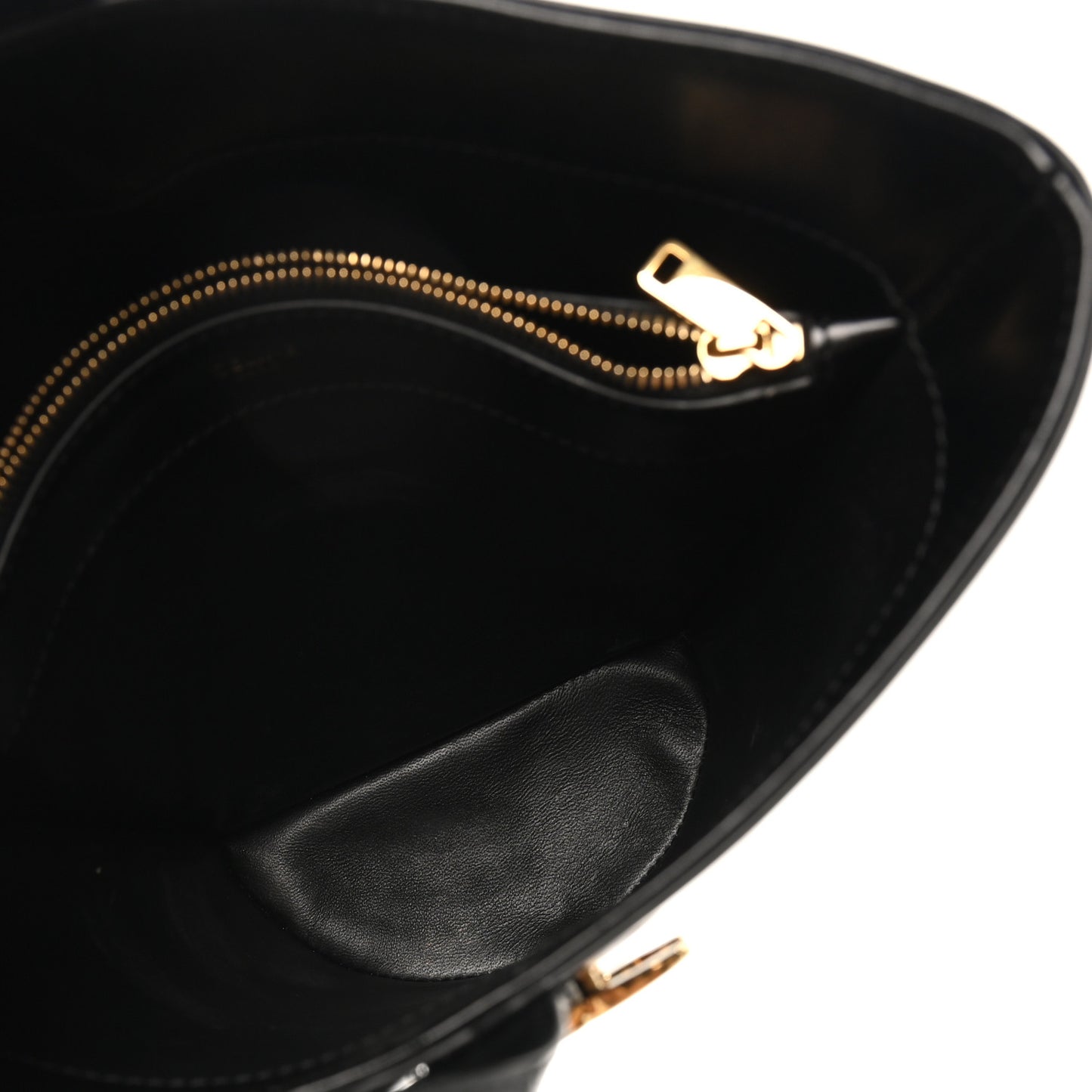 Shiny Calfskin Triomphe Bucket Bag Black