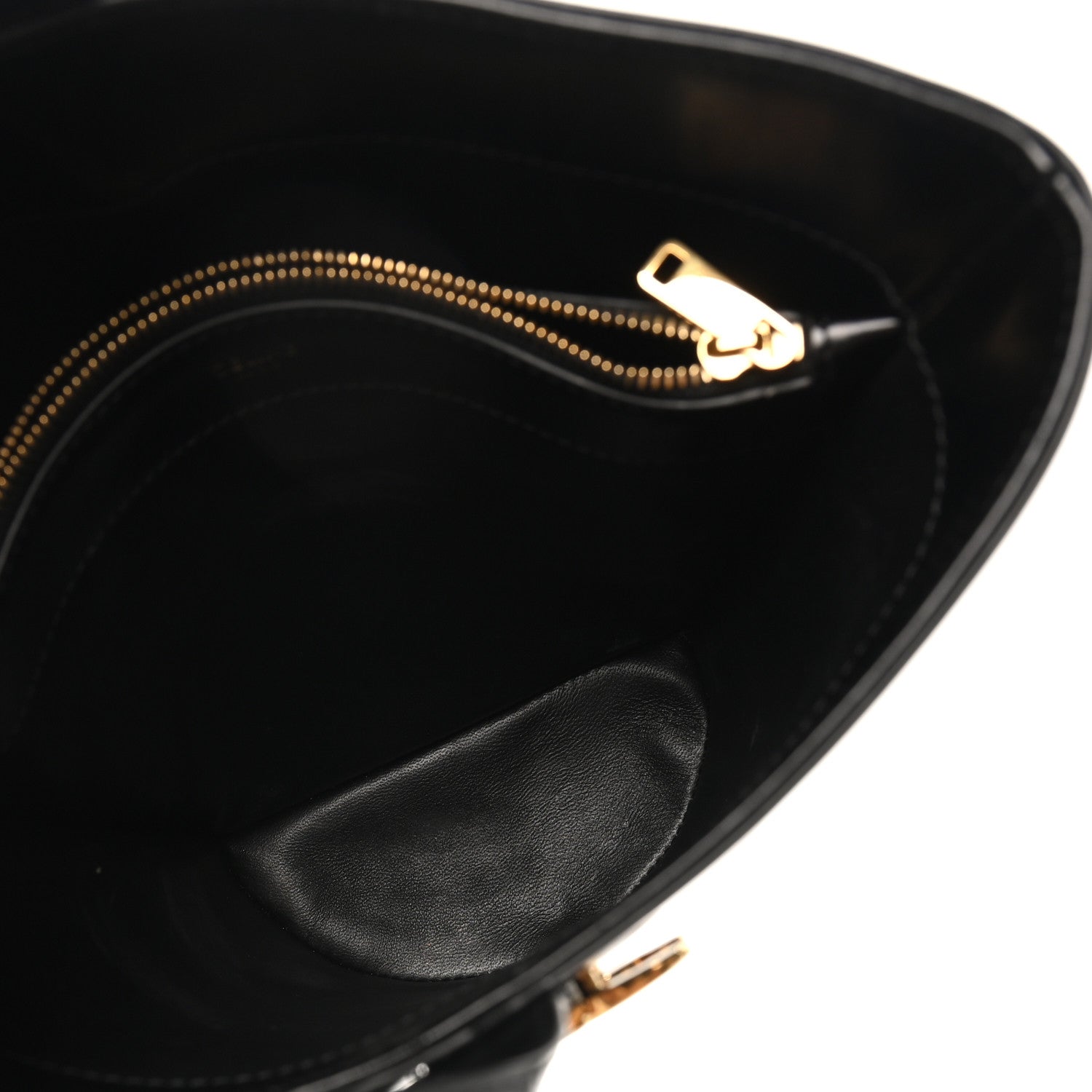 Celine Shiny Calfskin Triomphe Bucket Bag Black 5 of 10