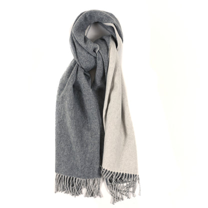 Hermes Cashmere Fringe Double Face Scarf Gris Flanelle Ivoire 1 of 3