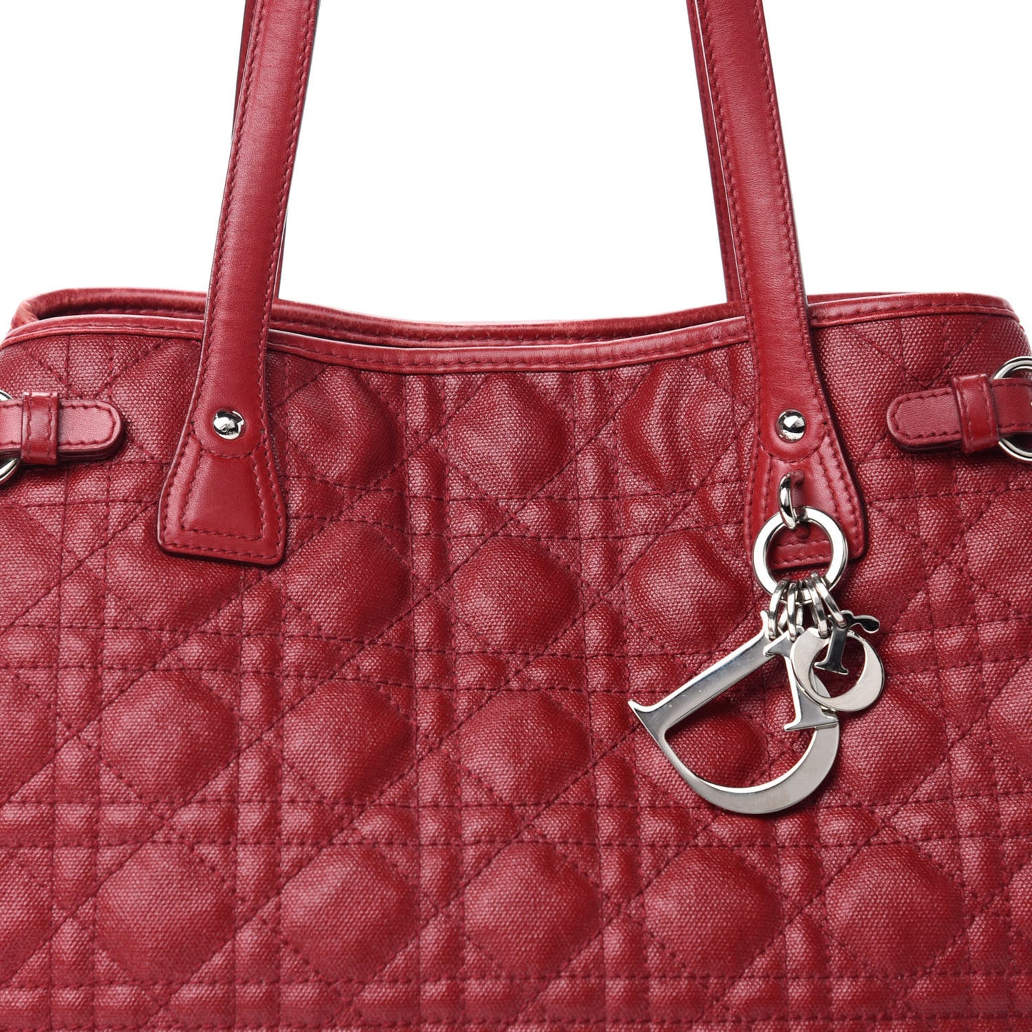 Coated Canvas Cannage Medium Panarea Tote Red