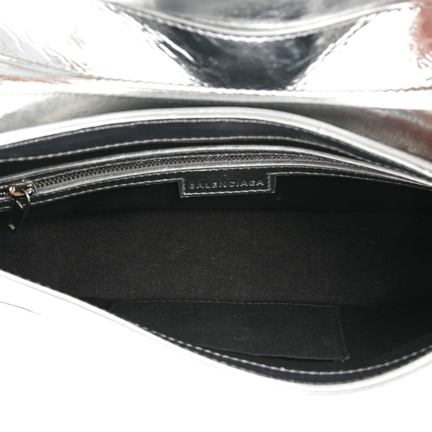 Balenciaga Smooth Metallic Calfskin Small Lindsay Shoulder Bag Silver 5 of 9