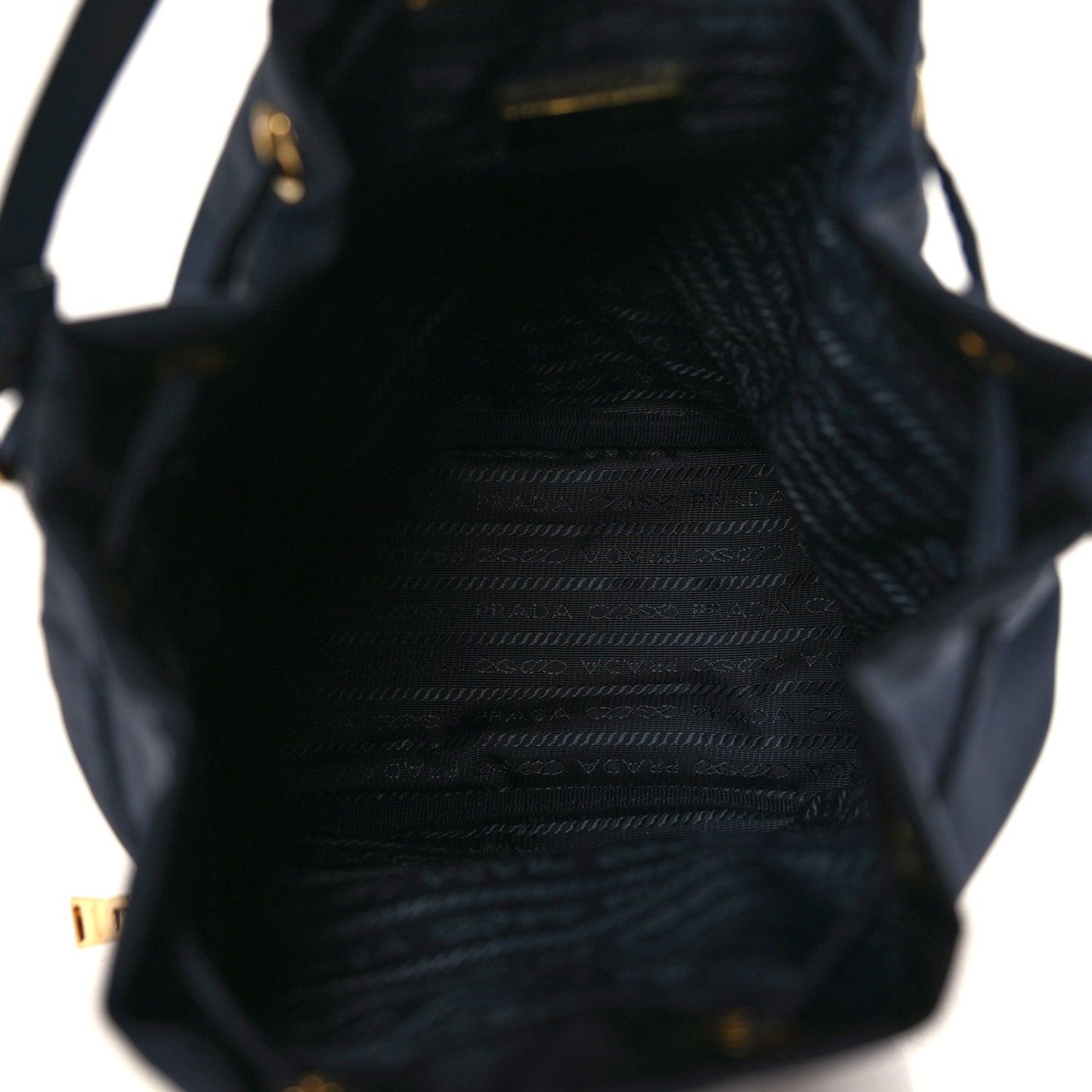 Saffiano Tessuto Nylon Mini Bucket Crossbody Bag Navy