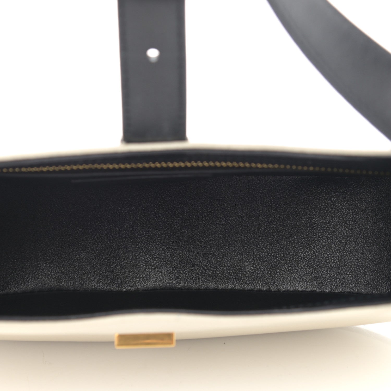 Saint Laurent Shiny Calfskin Le Fermoir Hobo Blanc Vintage Black 5 of 10