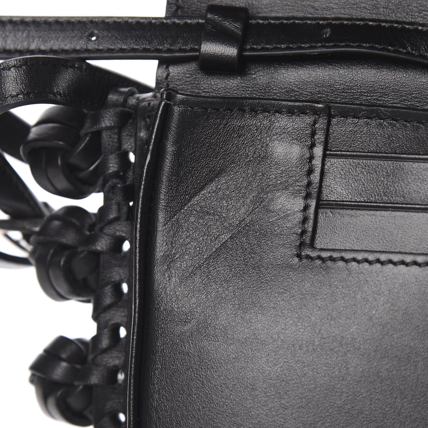 Calfskin Heel Knots Crossbody Bag Black