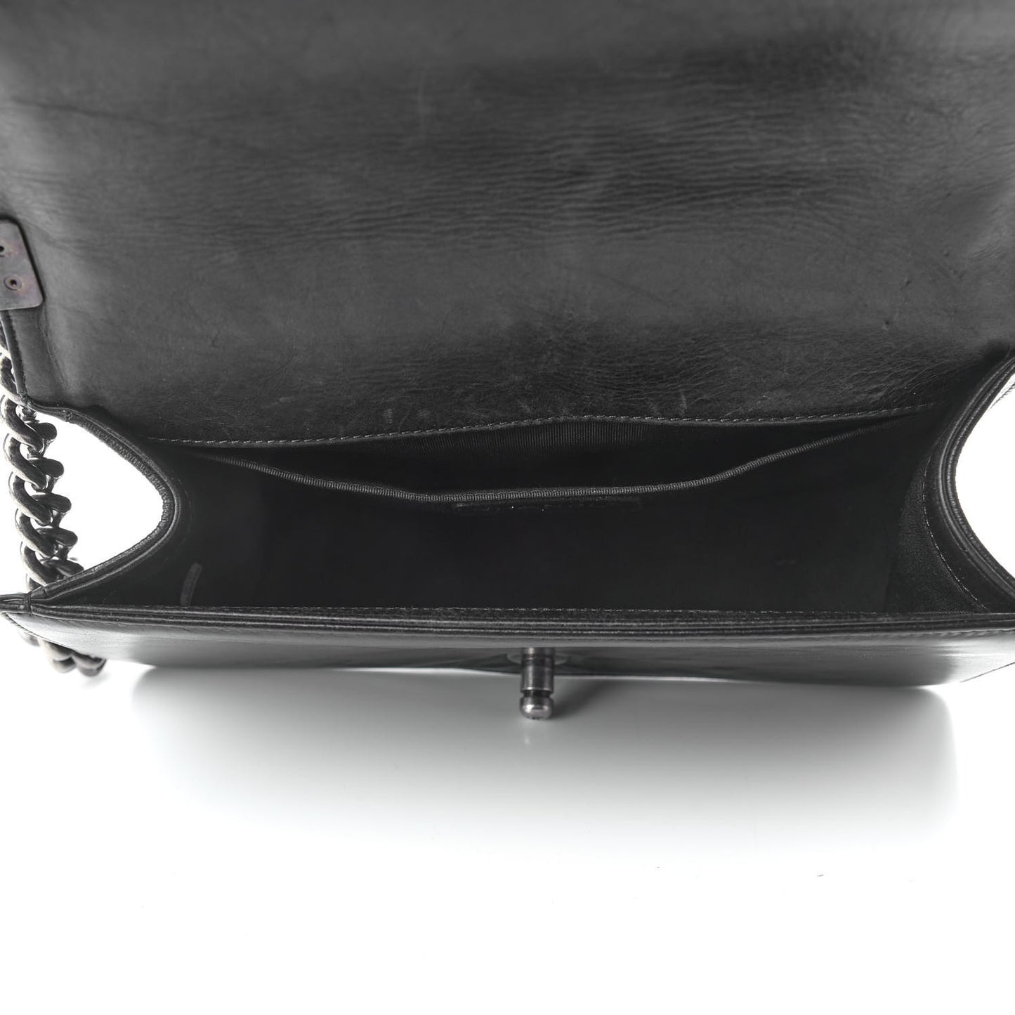Calfskin Double Stitch Medium Boy Flap Black