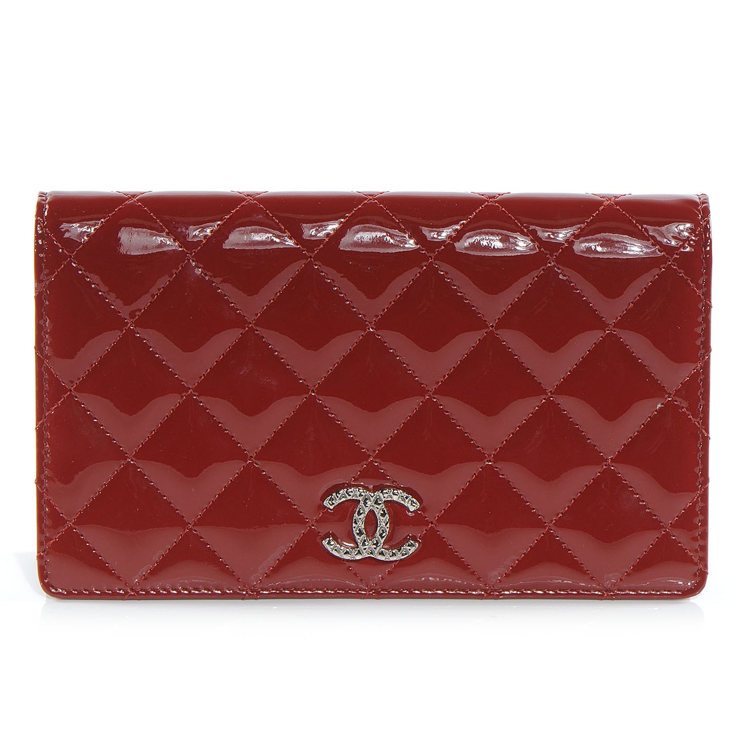 Patent Quilted Yen Wallet Red