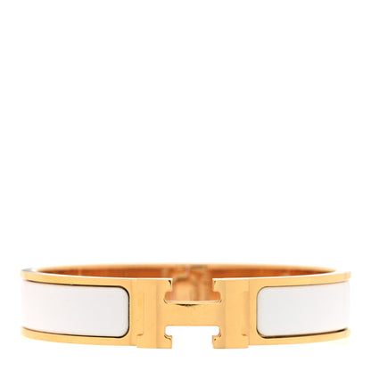 Hermes Enamel Narrow Clic Clac H Bracelet PM White 1 of 5