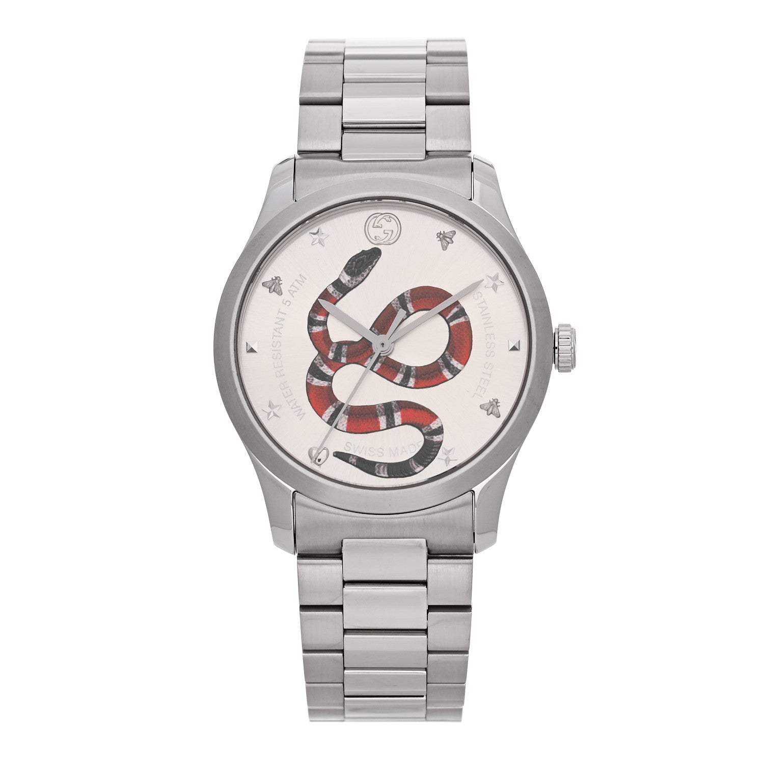 Gucci Stainless Steel 38mm G-Timeless Snake Quartz Watch 1 of 4