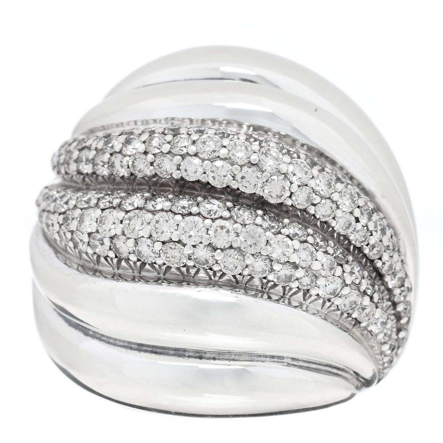 David Yurman Sterling Silver Diamond Sculpted Cable Ring 51 5.75 1 of 5