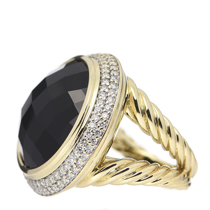 David Yurman 18K Yellow Gold Diamond Black Onyx 18mm Cerise Ring 52 6 3 of 5