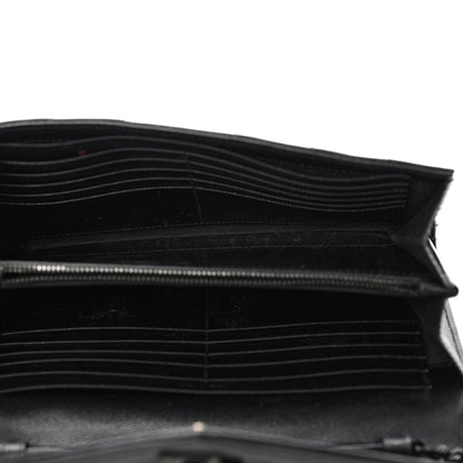 Saint Laurent Grain De Poudre Matelasse Chevron Monogram Monochrome Chain Wallet Black 5 of 13