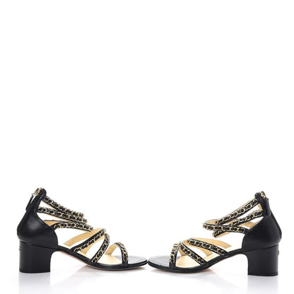 Chanel Lambskin CC Chain Sandals 35 Black 5 of 19