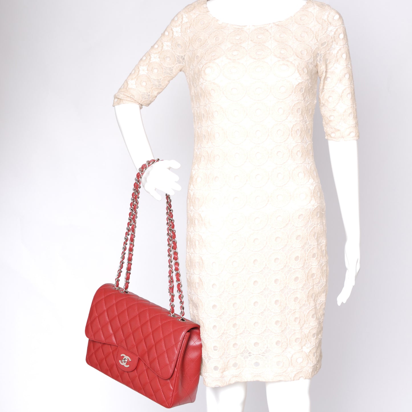 Caviar Jumbo Single Flap Red