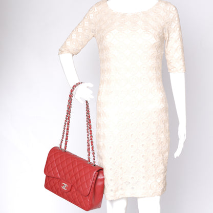 Chanel Caviar Jumbo Single Flap Red 2 of 8