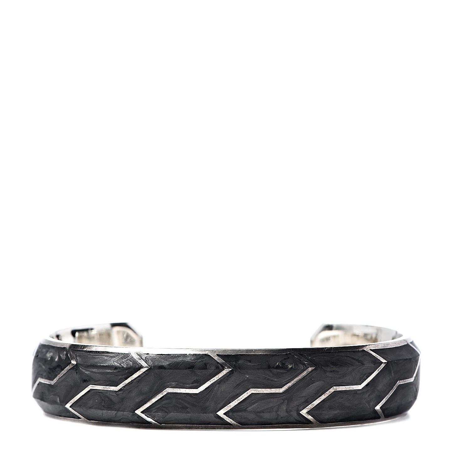 Sterling Silver Forged Carbon Mens Cuff Bracelet