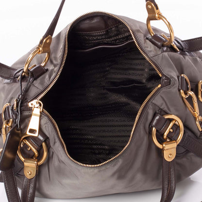 Prada Tessuto Nylon Jacquard Logo Aviator Satchel 10 of 10