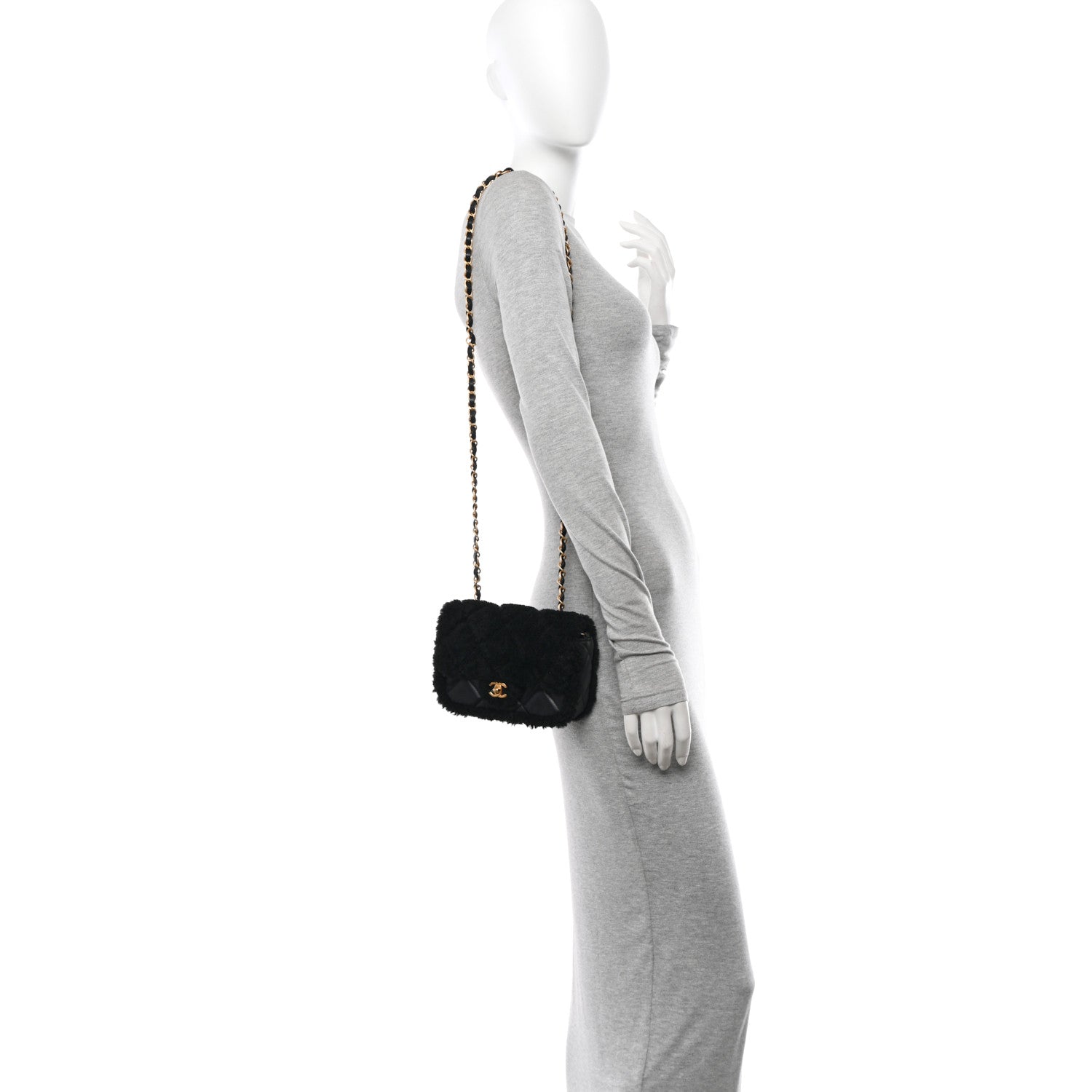 Chanel Shearling Lambskin Quilted Mini Furry Coco Flap Black 2 of 10