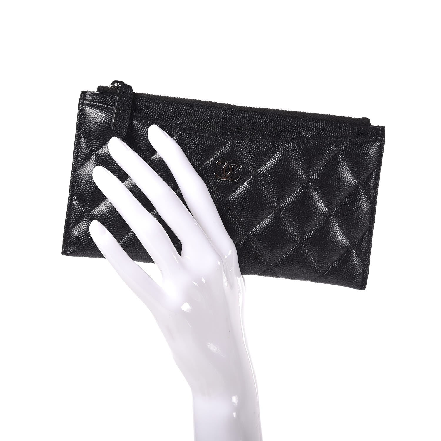 Chanel Iridescent Caviar Quilted Classic Zip Pouch Black 2 of 8
