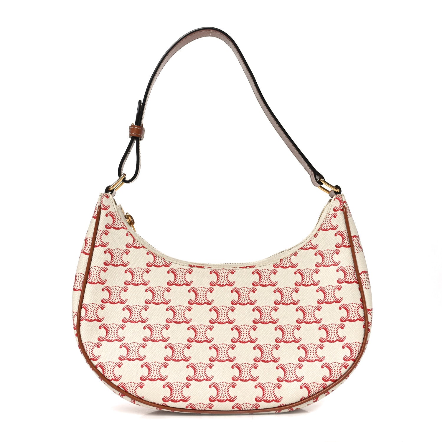 Celine Canvas Calfskin Ava Triomphe Shoulder Bag Red 1 of 8