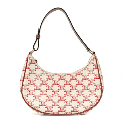 Celine Canvas Calfskin Ava Triomphe Shoulder Bag Red 1 of 8