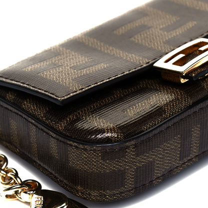 Fendi Glazed Fabric FF 1974 Nano Baguette Belt Charm Mogano Panna 8 of 9