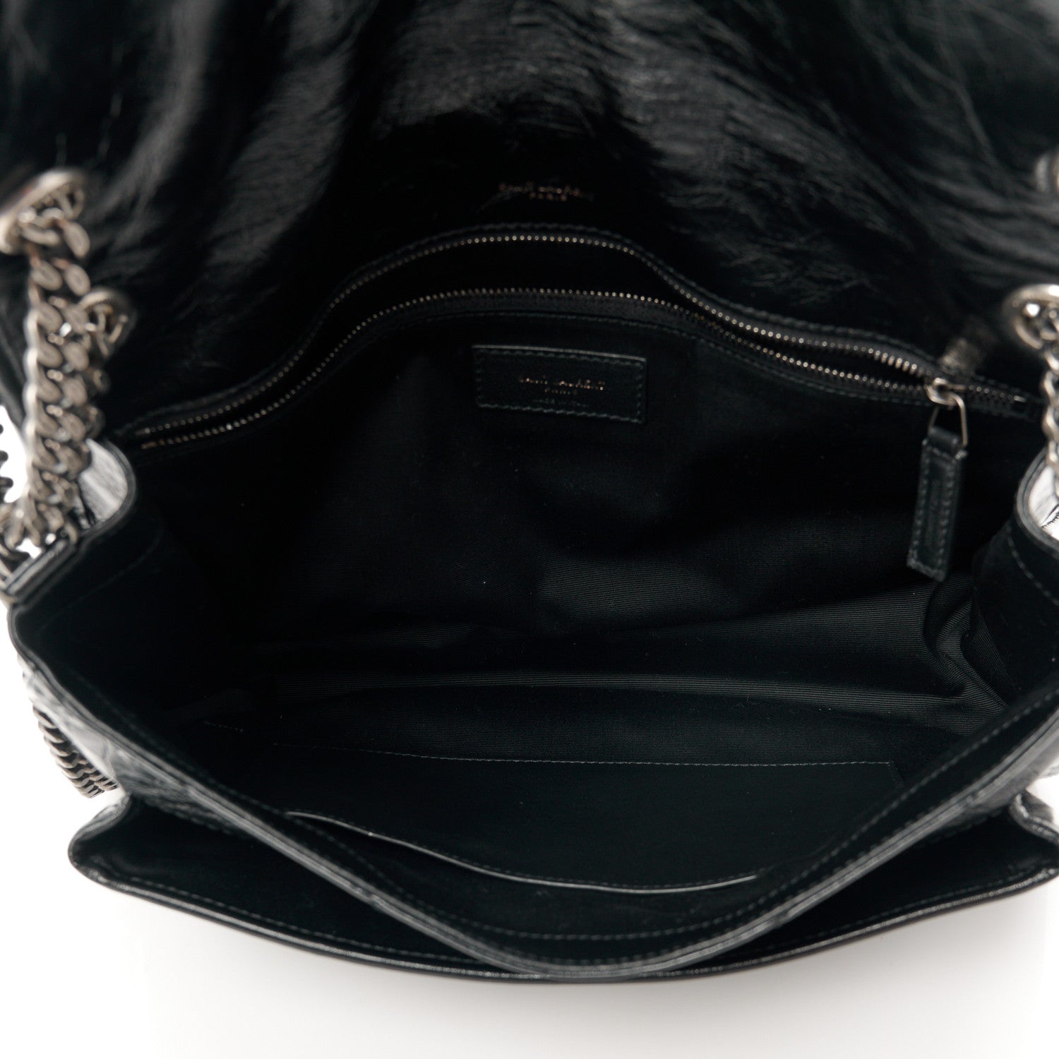 Saint Laurent Crinkled Calfskin Matelasse Monogram Large Niki Chain Satchel  Black 5 of 11