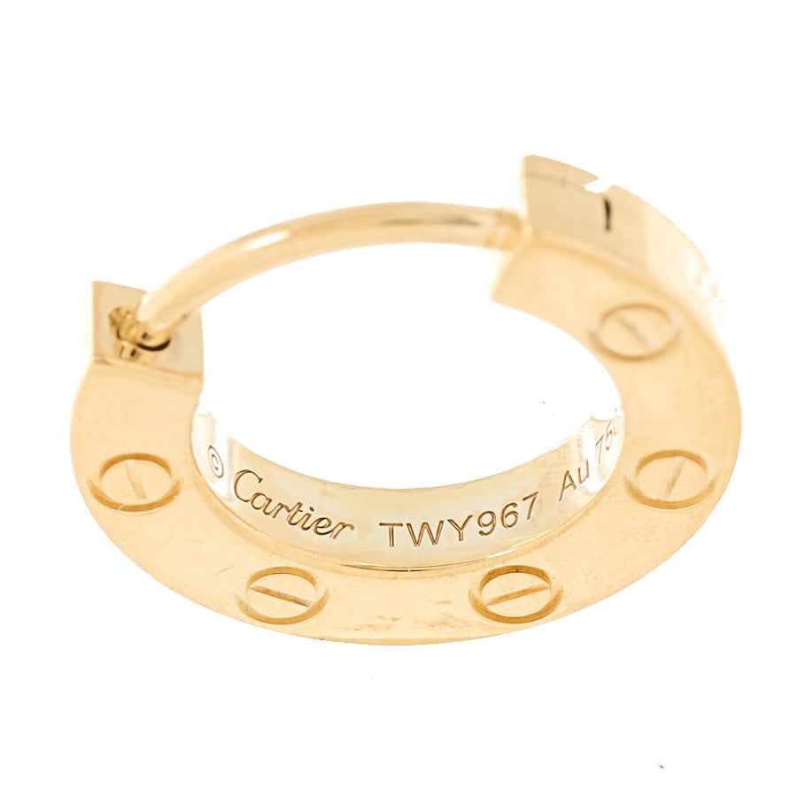 18K Yellow Gold Single LOVE Hoop Earring