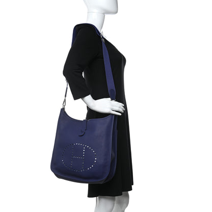 Hermes Taurillon Clemence Evelyne III GM Bleu Encre 2 of 9