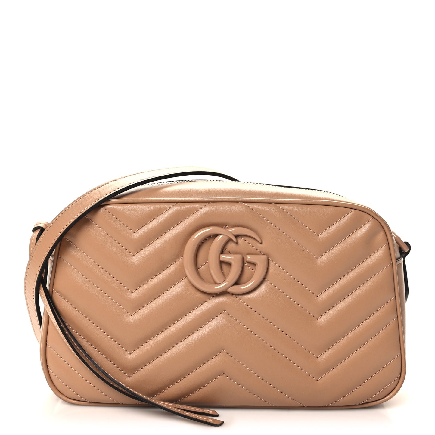 Calfskin Matelasse Monochrome Small GG Marmont Chain Shoulder Bag Camelia