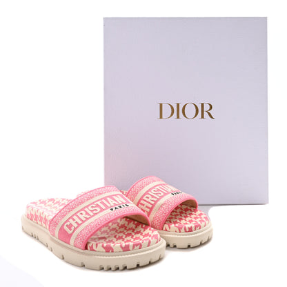 Christian Dior Micro PDP Cotton Houndstooth Embroidered Dway 10mm Slide Sandals 36.5 Peony 8 of 8